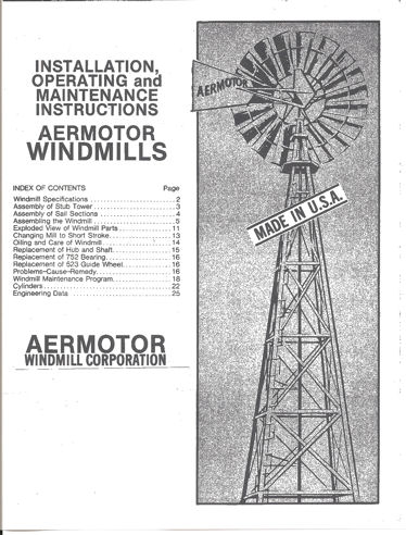 Aermotor 702 Windmill Assembly Manual 